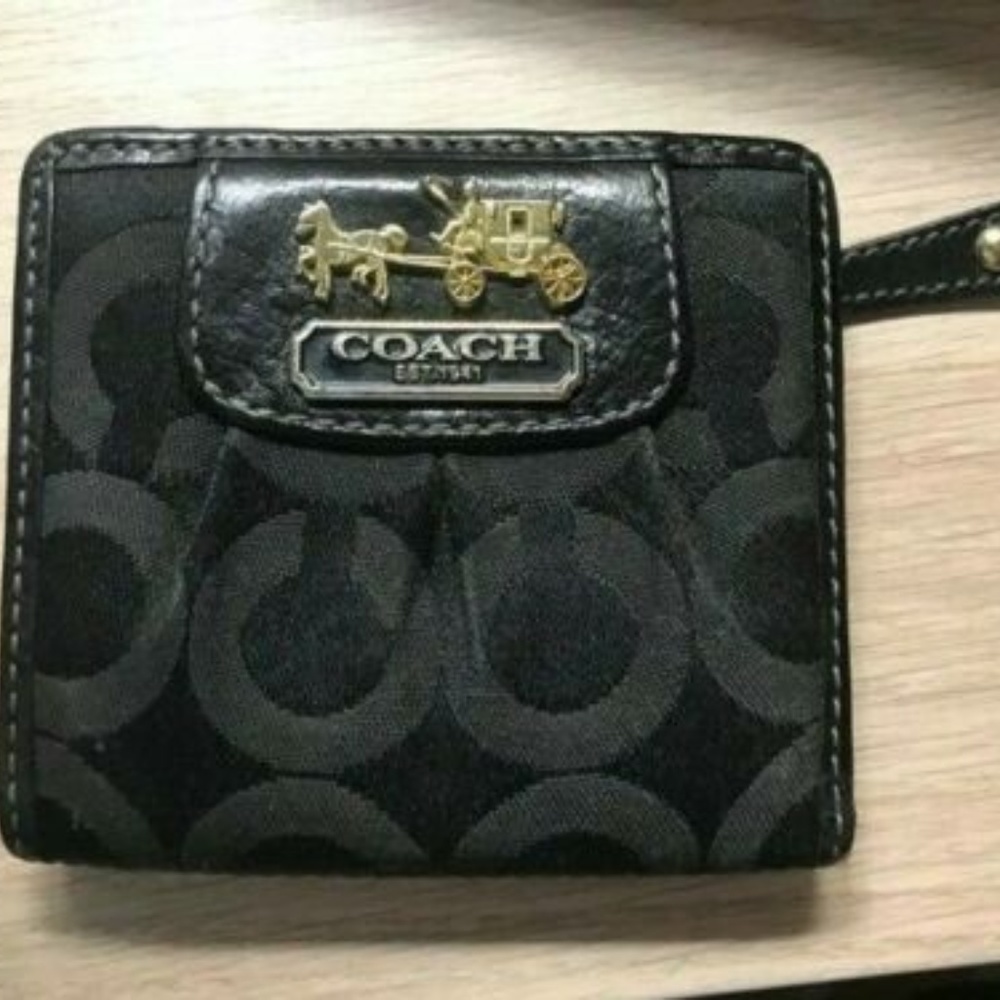 Coach Madison Mini Wallet Op Art Small Black Pink